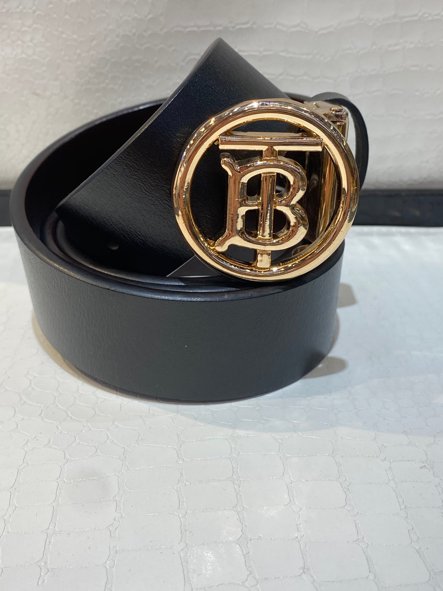 RUB BUR Rose Gold Buckle With Black Brown Double Side Strap Men’s Imported Belt 987246