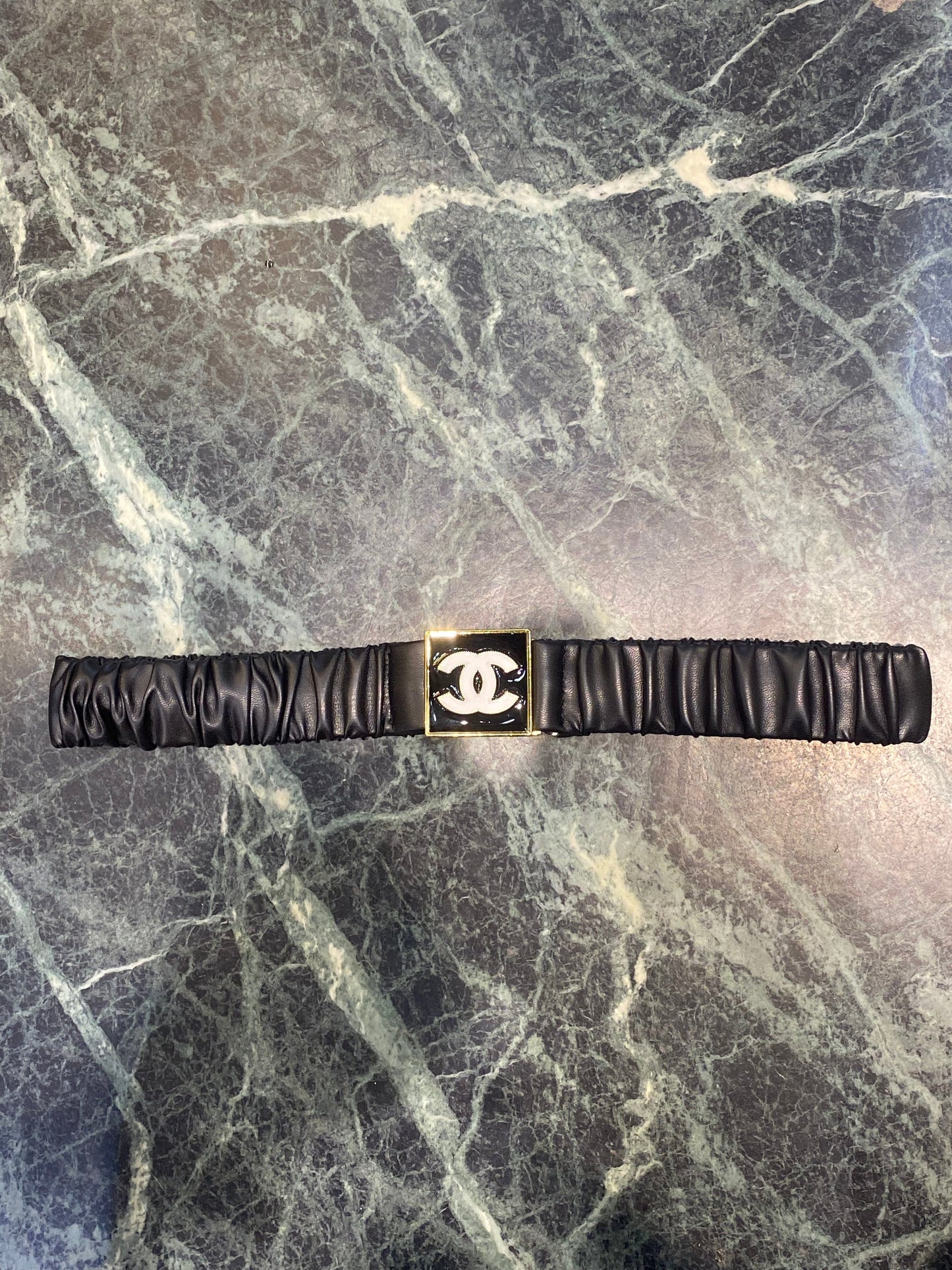 AHC CHA Black Gold White Buckle Black Strep Girls Belt 987259