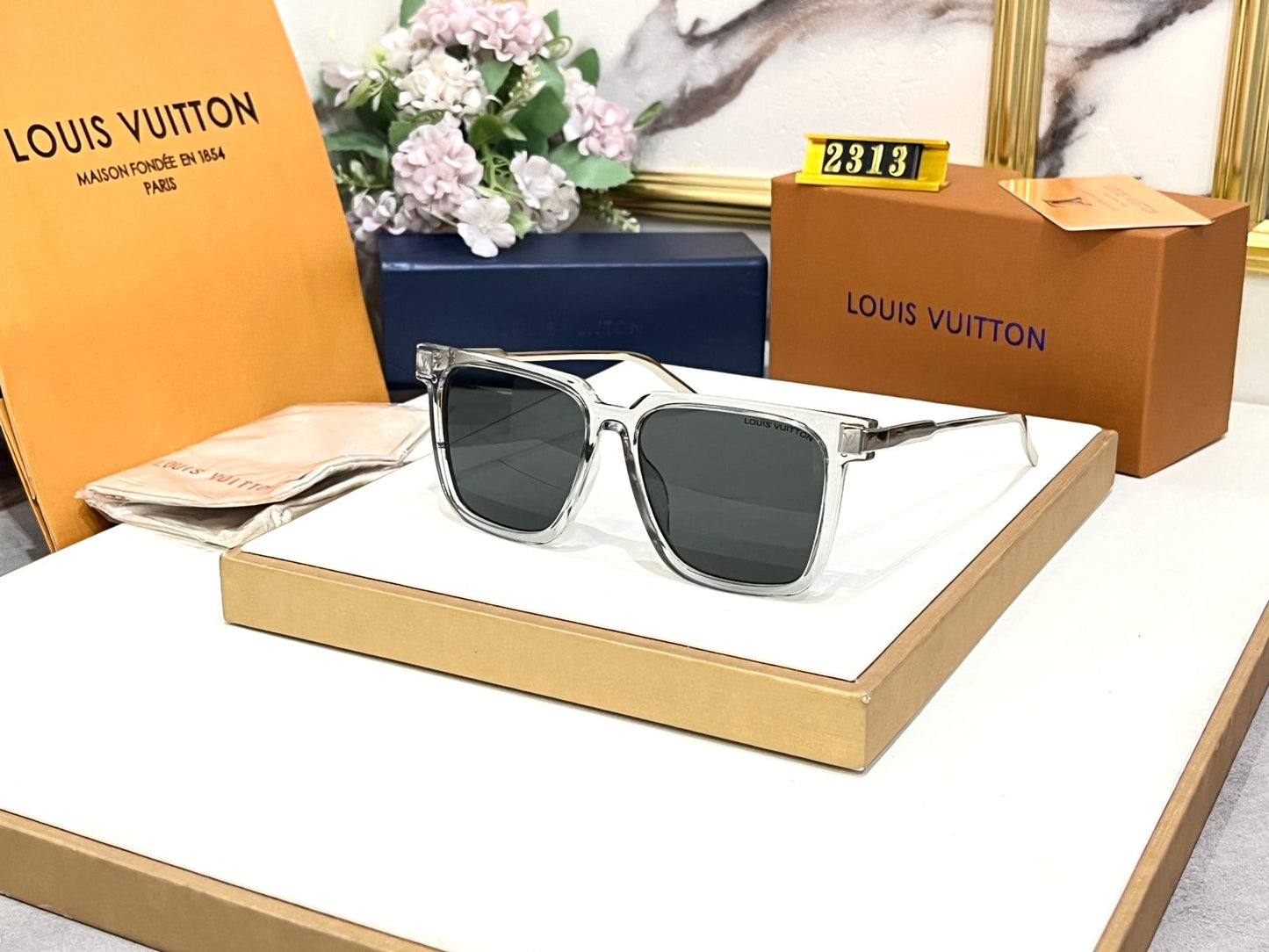 Uol Transparent Frame Black Shade Unisex Sunglasses
