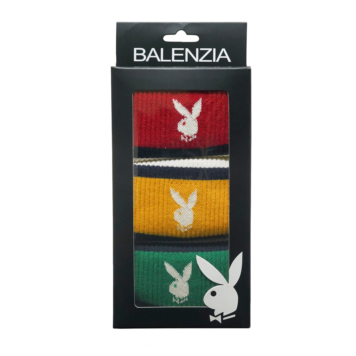 BALENZIA MEN'S PLAYBOY OFF-WHITE HIGH ANKLE SOCKS | 3-PACK | FREE SIZE