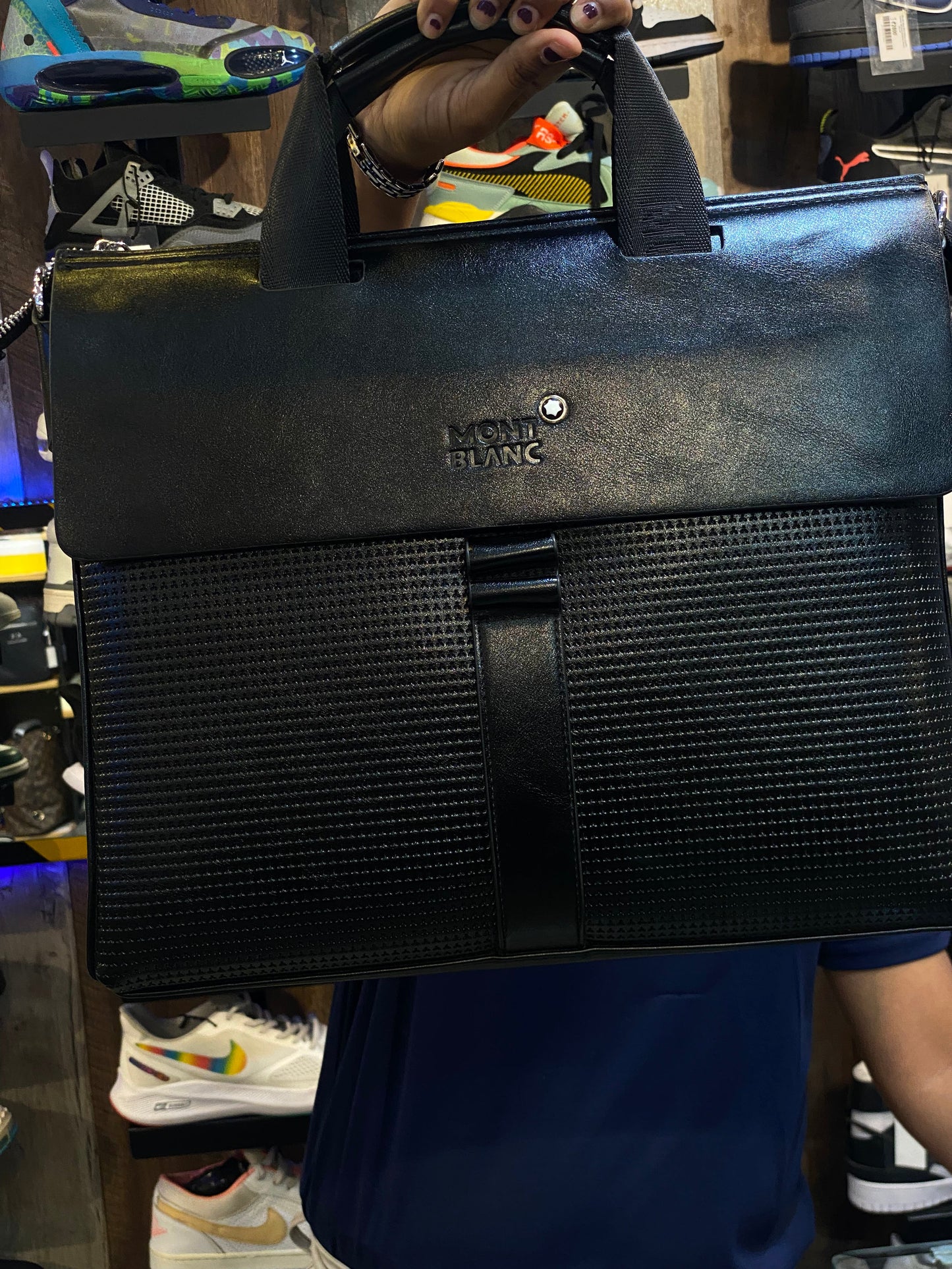NOM MON Black Colour With Multiple Zipper Laptop Bag 33081