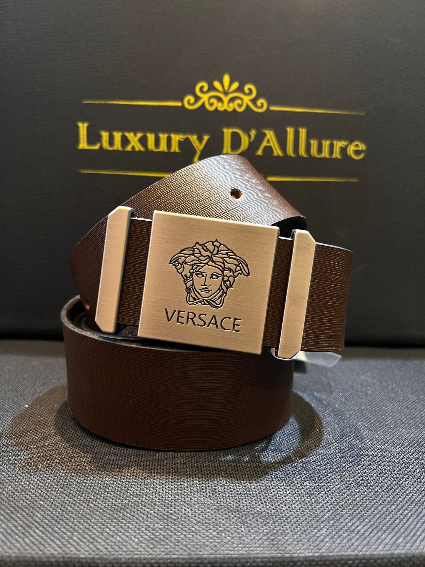 Rev Ver Brown Strap Silver Buckle Men’s Belt 64661