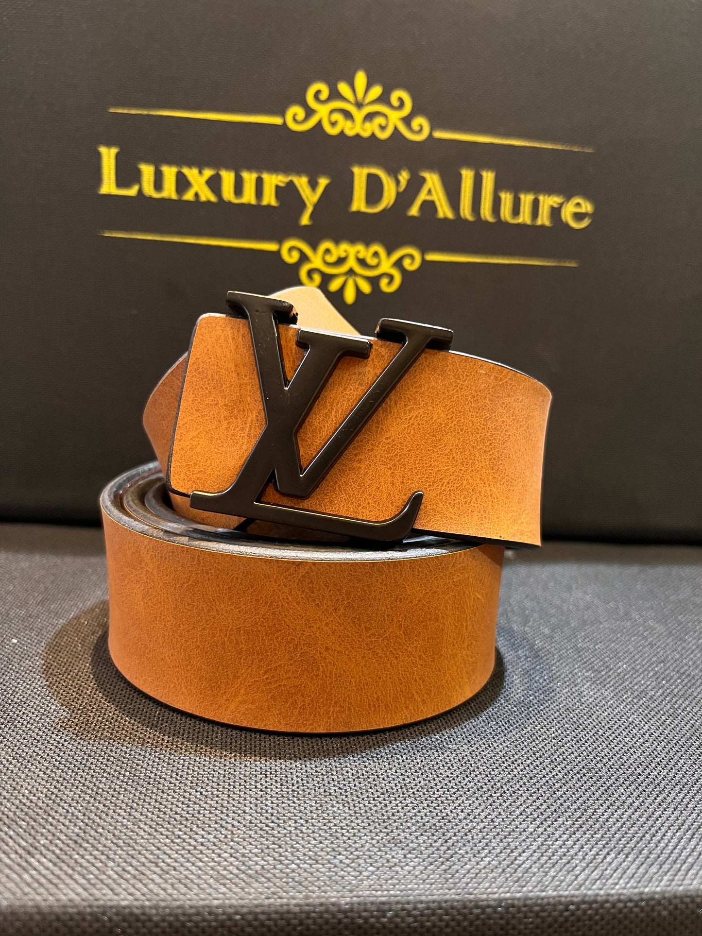 Vl Tan Strap Black Buckle Men’s Belt 64655