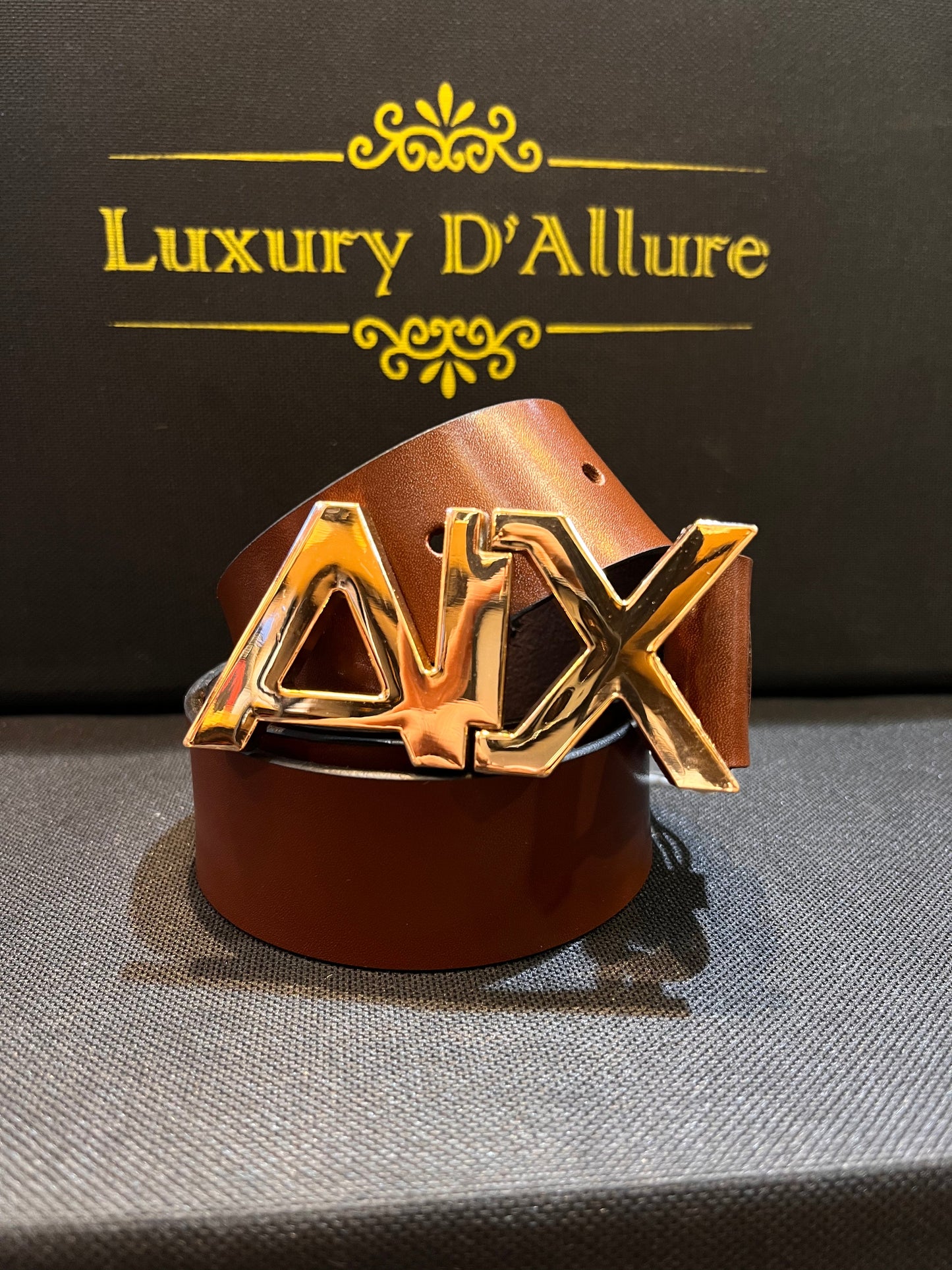 Mra Xia Brown Strap Gold Buckle Men’s Belt 64634