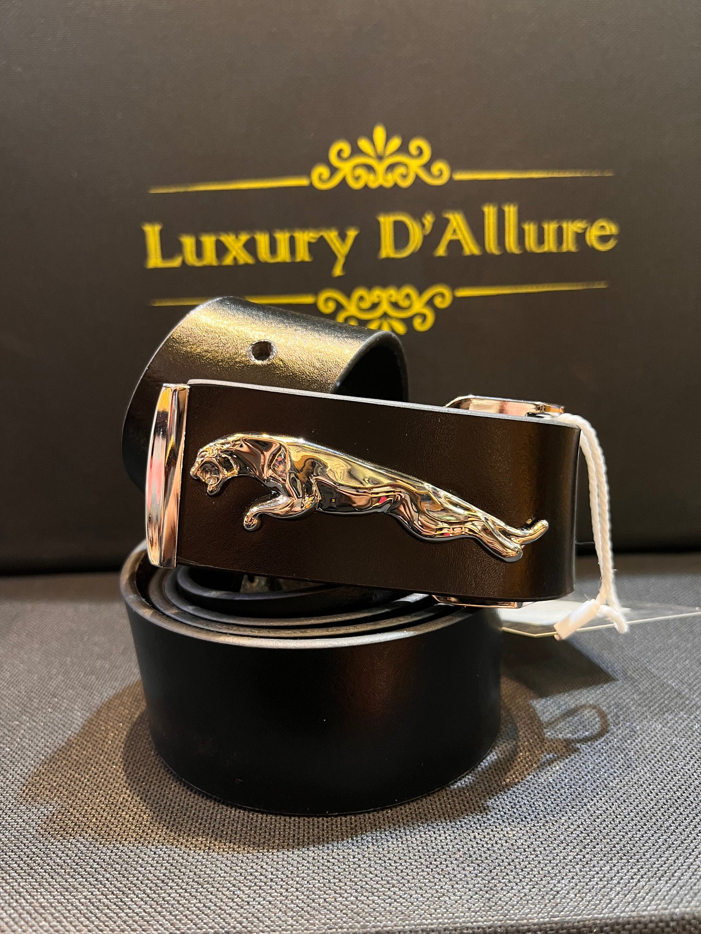 Gaj Jag Black Strap Silver Buckle Men’s Belt 64644