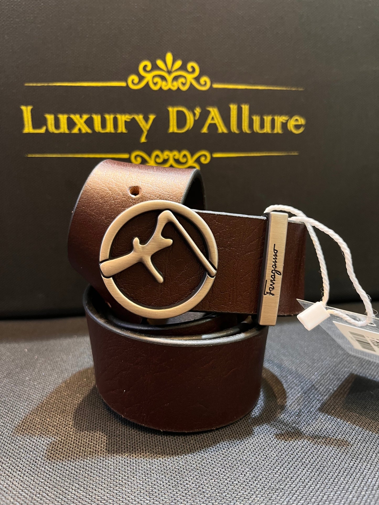 Raf Far Brown Strap Silver Graise Buckle Men’s Belt 64651