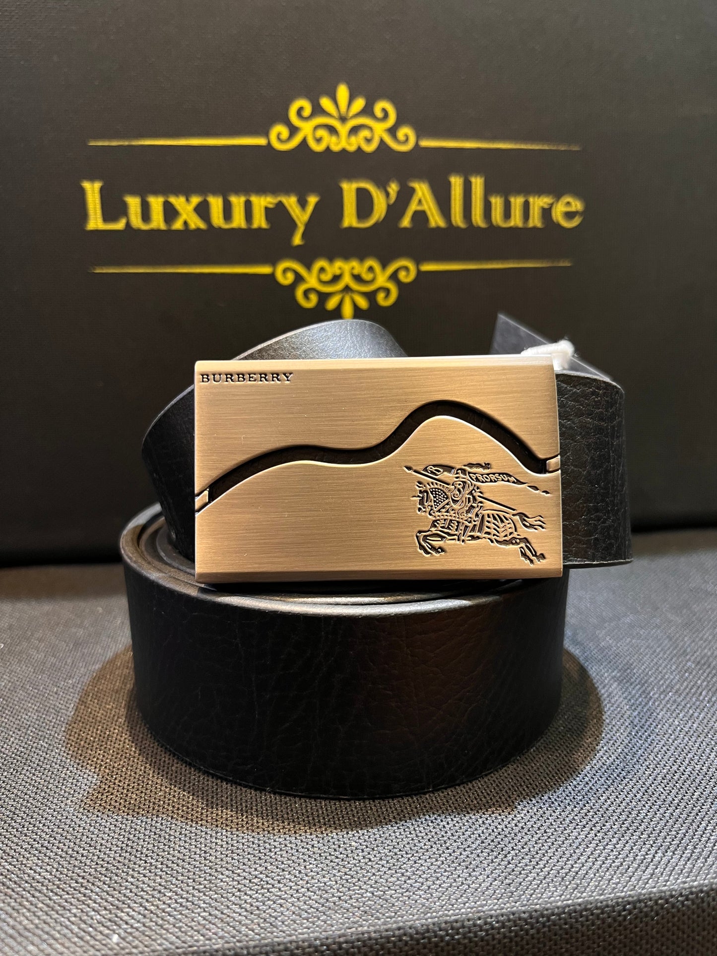Rub Bur Black Strap Graise Silver Buckle Men’s Belt 64648