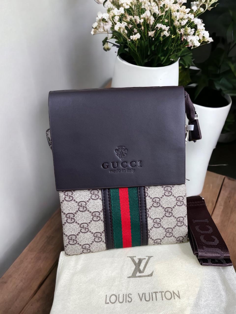 Cug Guc Unisex Beige Cream Brown Side Sling Bag 8097