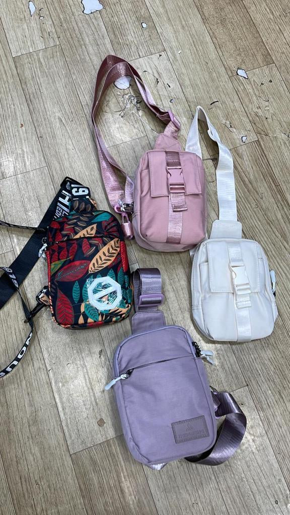 Cream Colour Fancy Crossbody Bag Shoulder Bag Multiple Pocket Chest Bag 055603