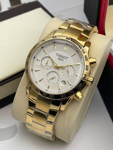 TIS SIT Gold Chain White Dial Chrono Working Men’s Watch