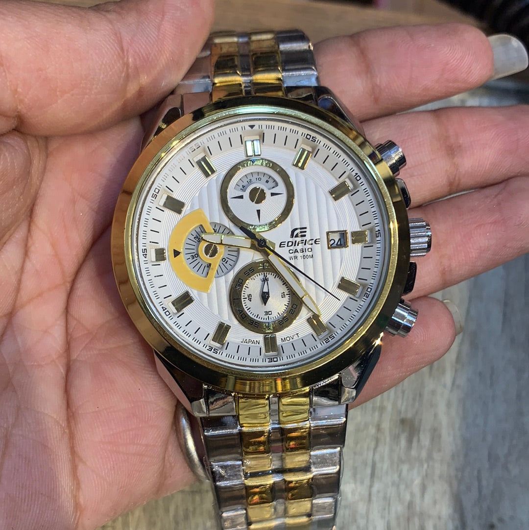 Ide Silver Golden Chain White Gold Dail Chronograph Working Men Watch 400999