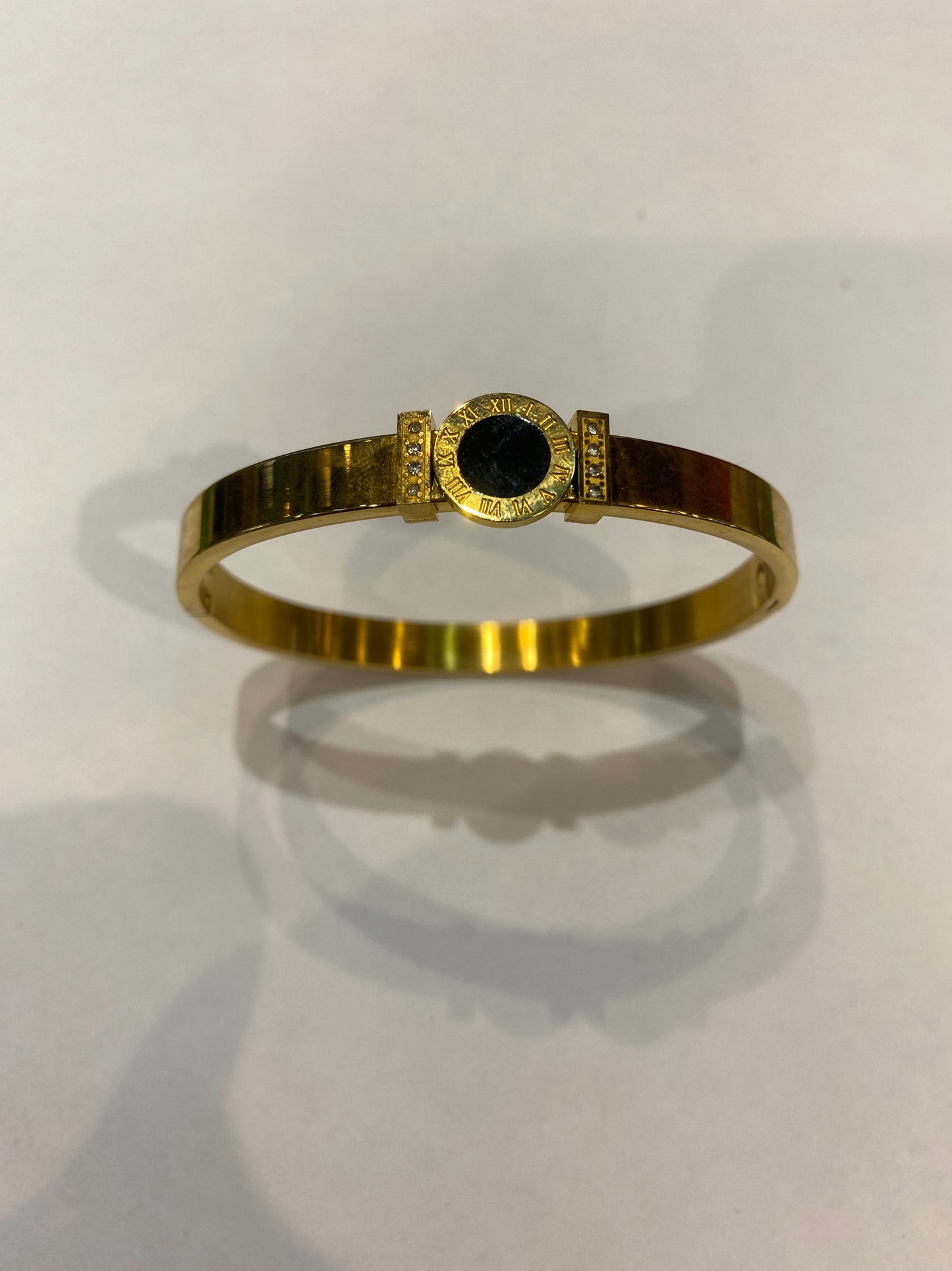 Gold Black Colour Clock Design Heavy Quality Bracelet 199916