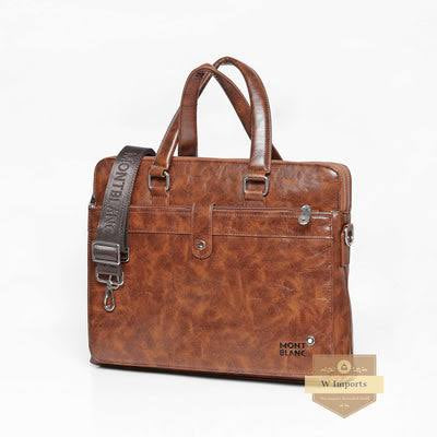 NOM MON Tan Colour With Multiple Zipper Laptop Bag 8059