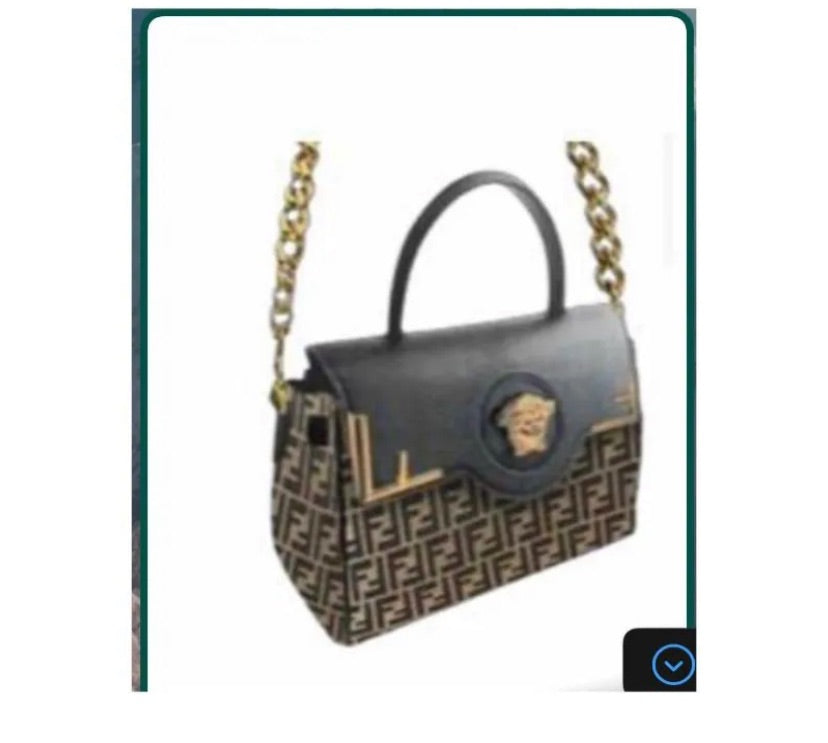 Nef Black Brown Colour FF Print Rev Logo Ladies Sling Bag 340002