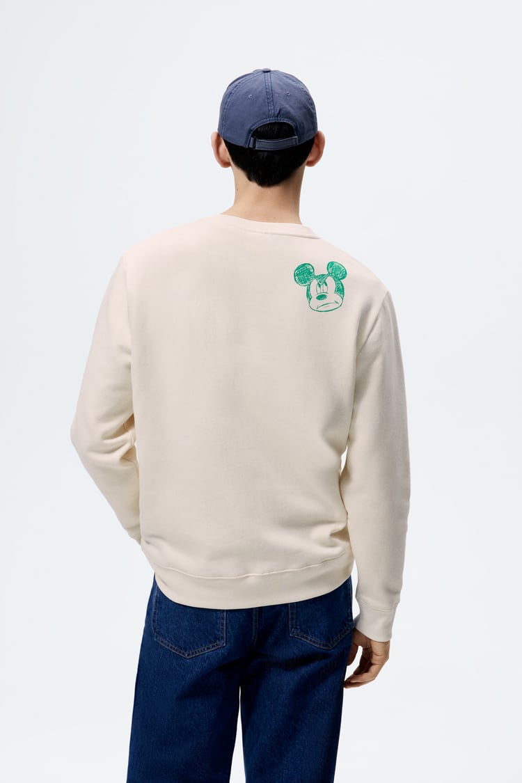 Zr Beige Colour Mickey Mouse Print Sweatshirt