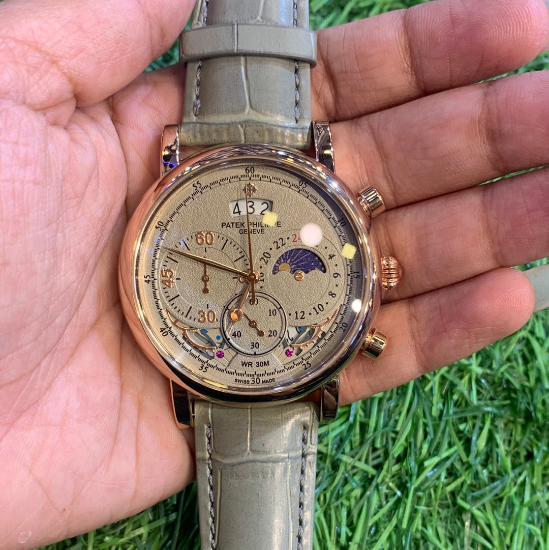 Pp Grey Strap Copper Ring Grey Dial Men Watch 901209