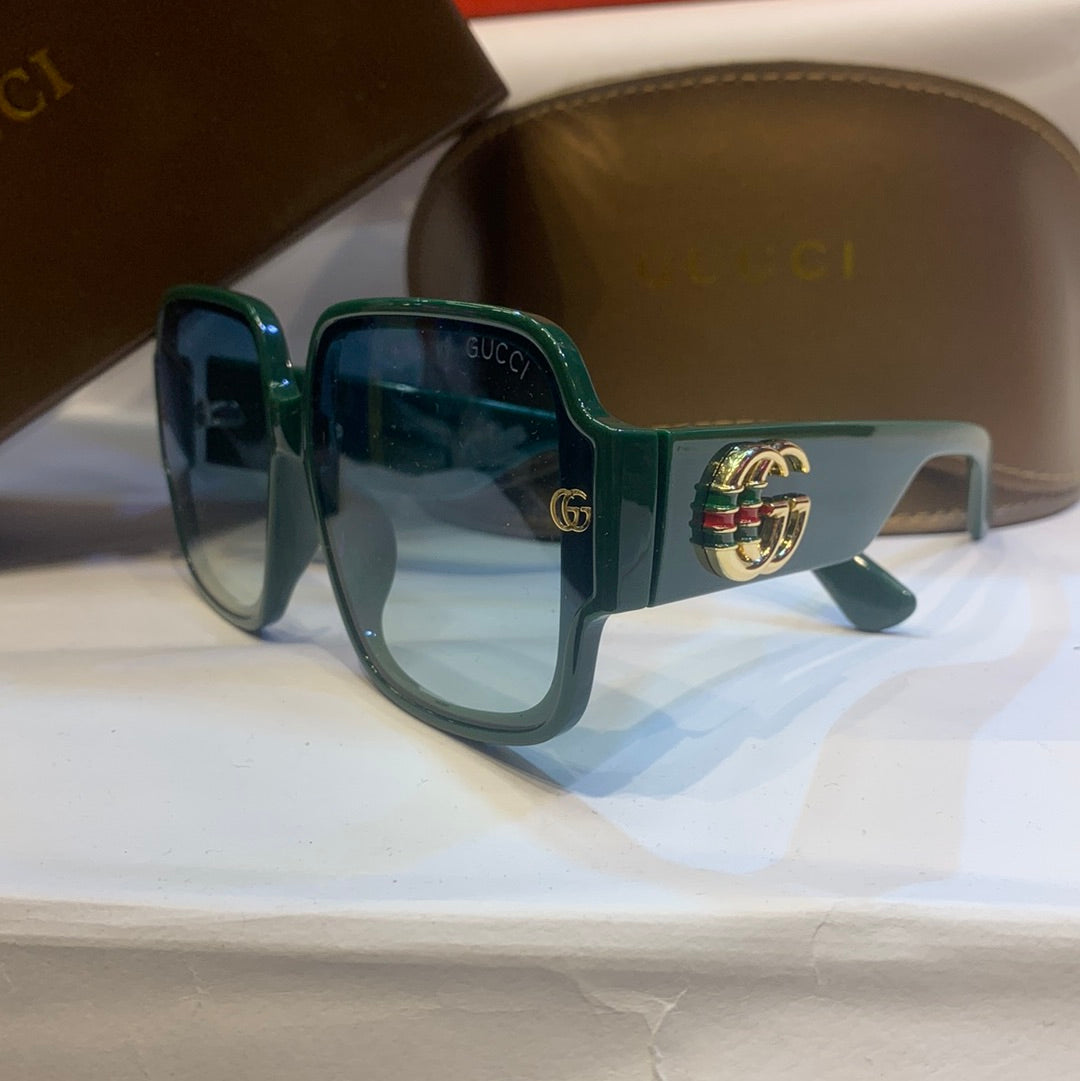 CUG Glossy Green Frame Green Shade Unisex Branded Sunglasses 6203 6515-143