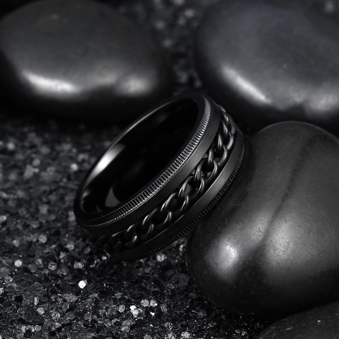 Black Plated Band Ring Stainless Steel Circle Premium Quality Men’s Ring 50237