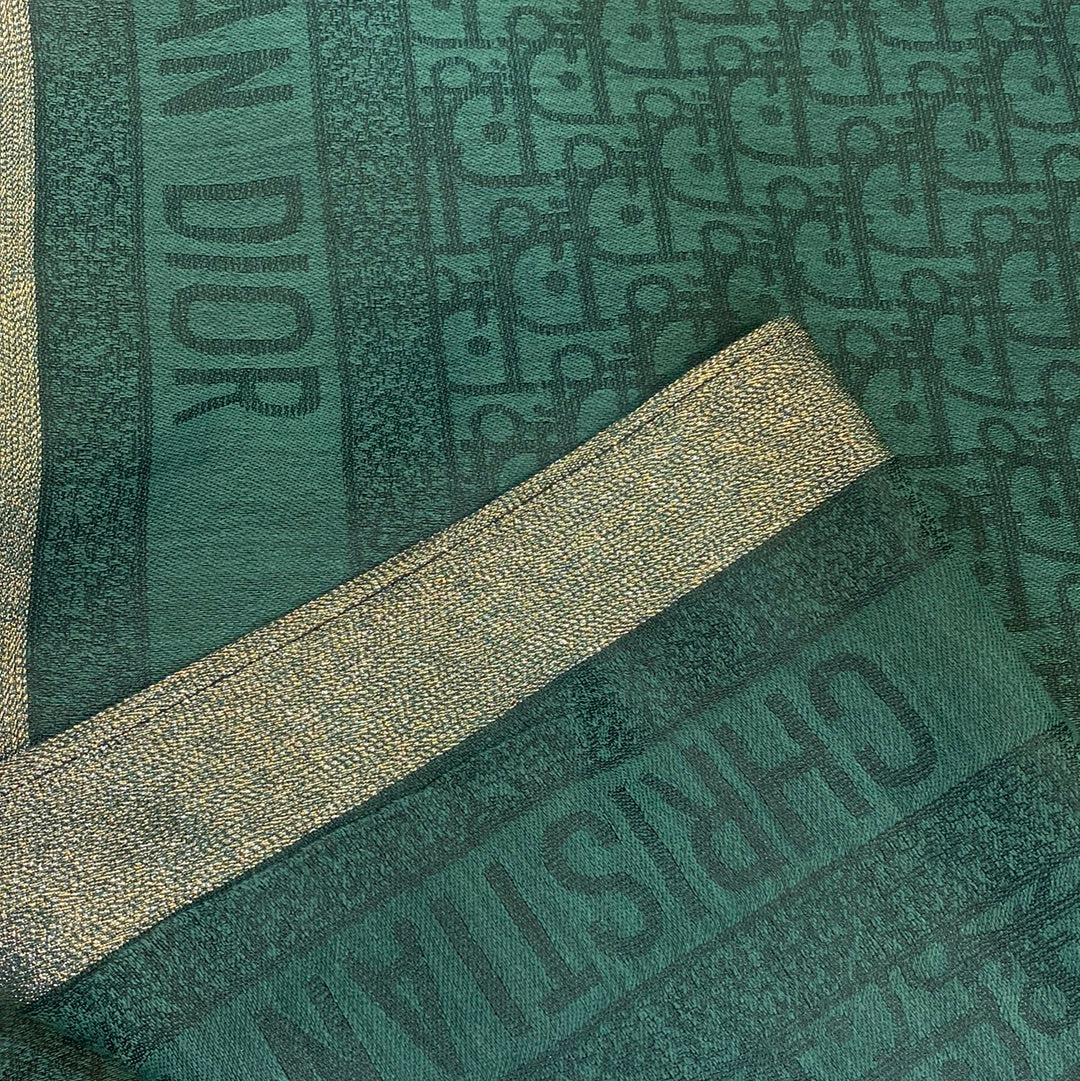 Oid Green Colour Gold Boder Oid Print Heavy Quality Muffler 9343