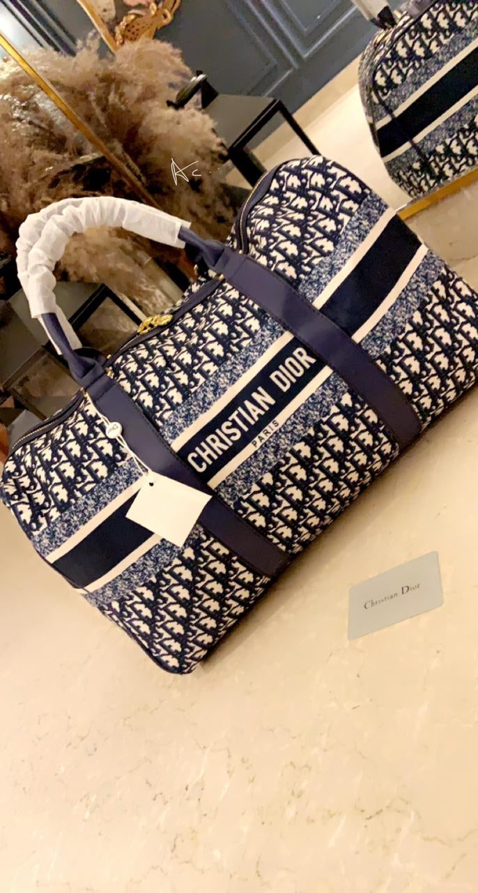 Oid Navy Blue White Oid Print Duffle Bag 5018