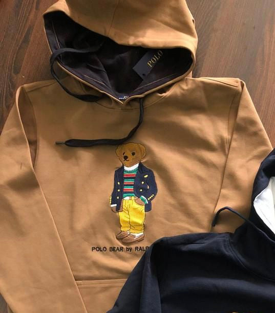 RL LOP POL Khaki Colour Hoodie Teddy Bear Man Unisex 9156