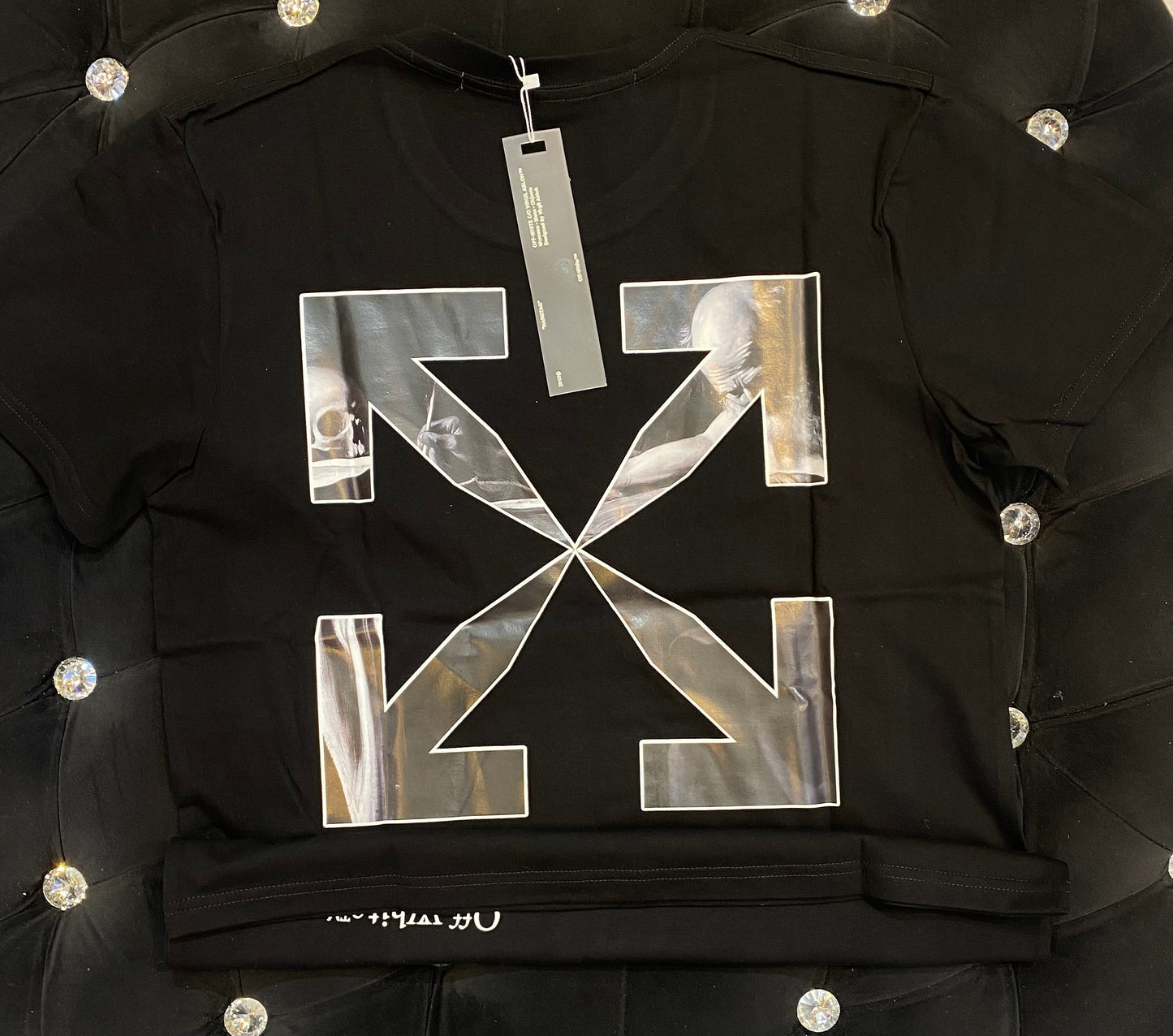 IAM FFO OFF Black Colour With OFF White Colour Print And Back Print Lycra Cotton Fabric TShirt 781409