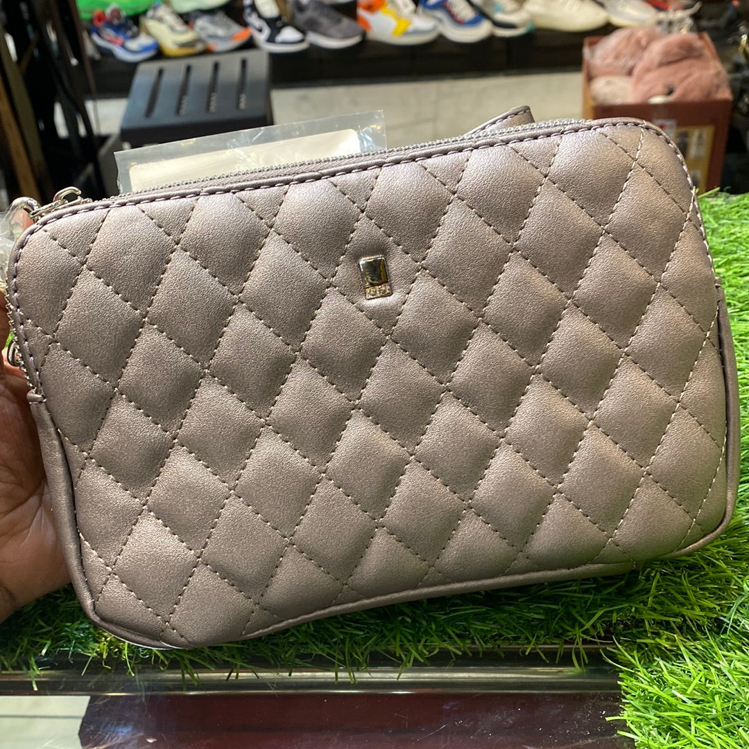 Silver Grey D Imported Leather Sling Bag for Her / Ladies / Girls Vad