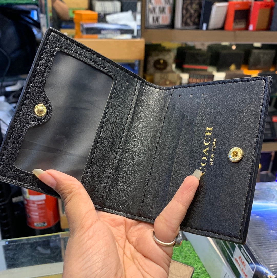 AOC Black Colour With CC Print Italian Leather Unisex Card Holder Wallet 50128