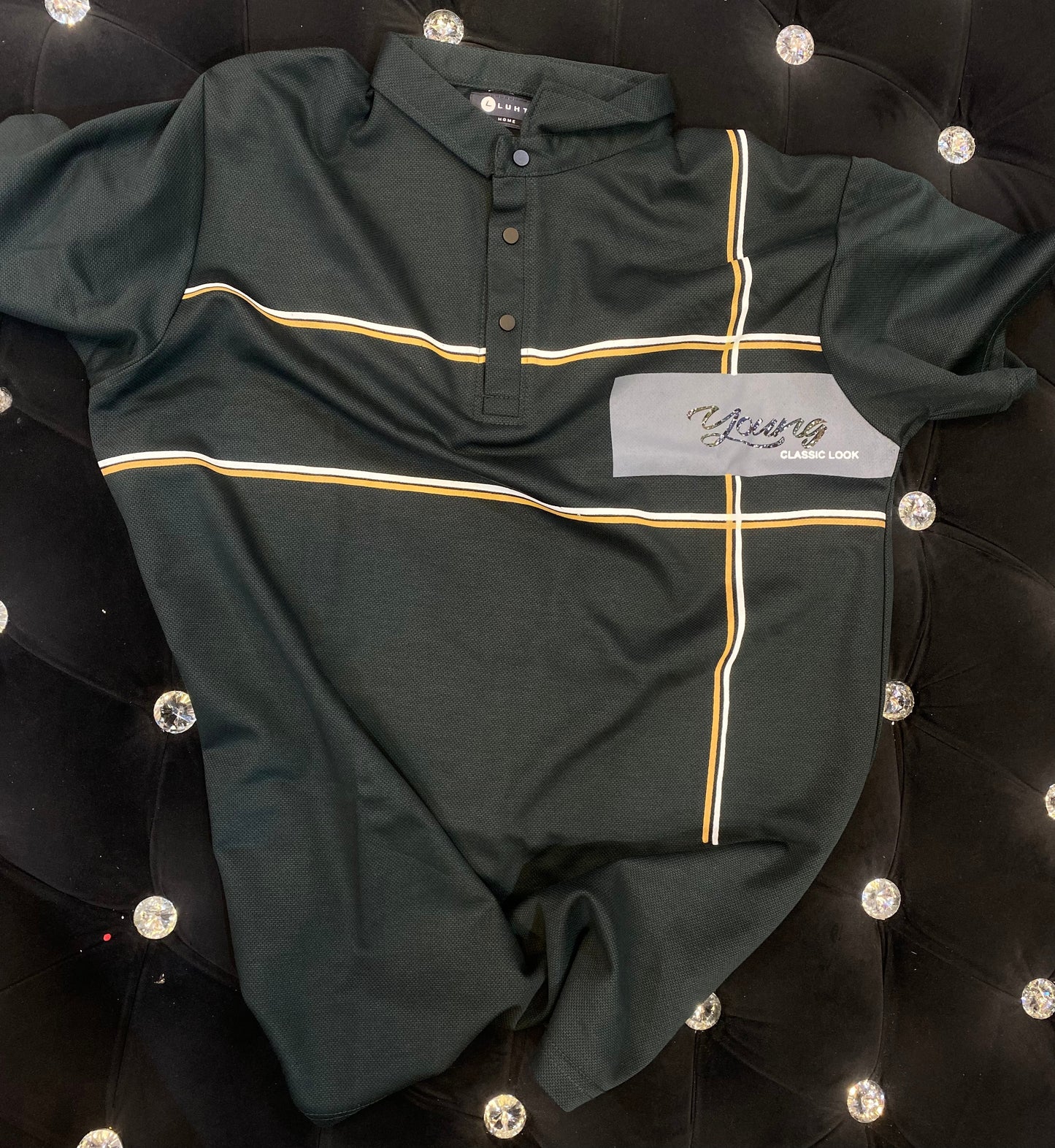 HUL Olive Green Colour With Print Lycra Fabric Collar TShirt 989131