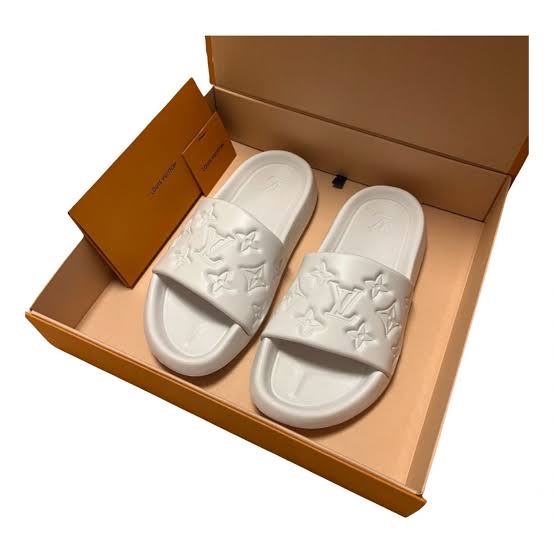 Vl UOL White Colour Monogram Street Style Plain Slipper Sliders