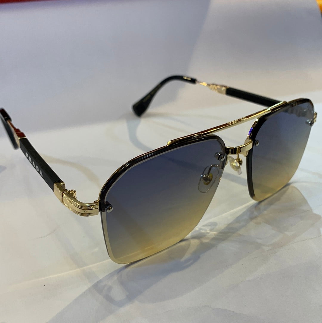ARP Frameless Black Golden Stick Black Brown Shade Unisex Sunglass TJ72297 58 12-140
