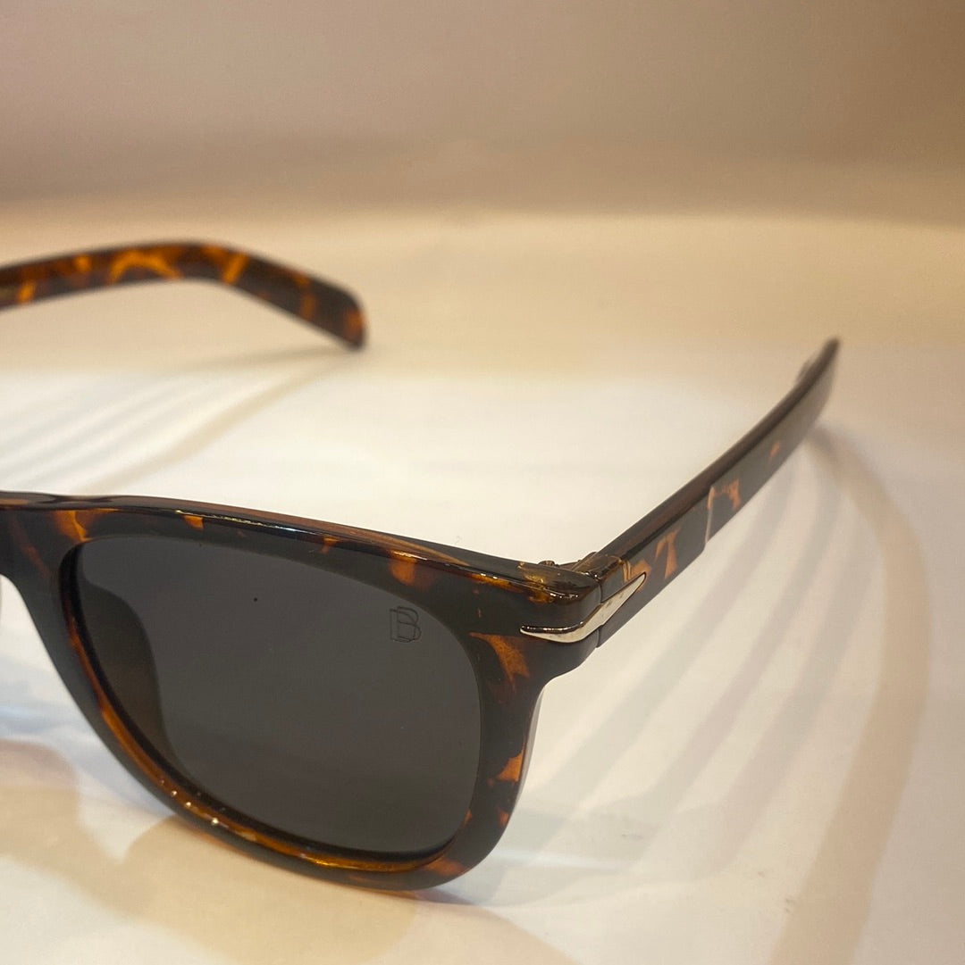 VID Glossy Brown Leopard Print Frame Black Shade Unisex Sunglass B2202 60 25-143