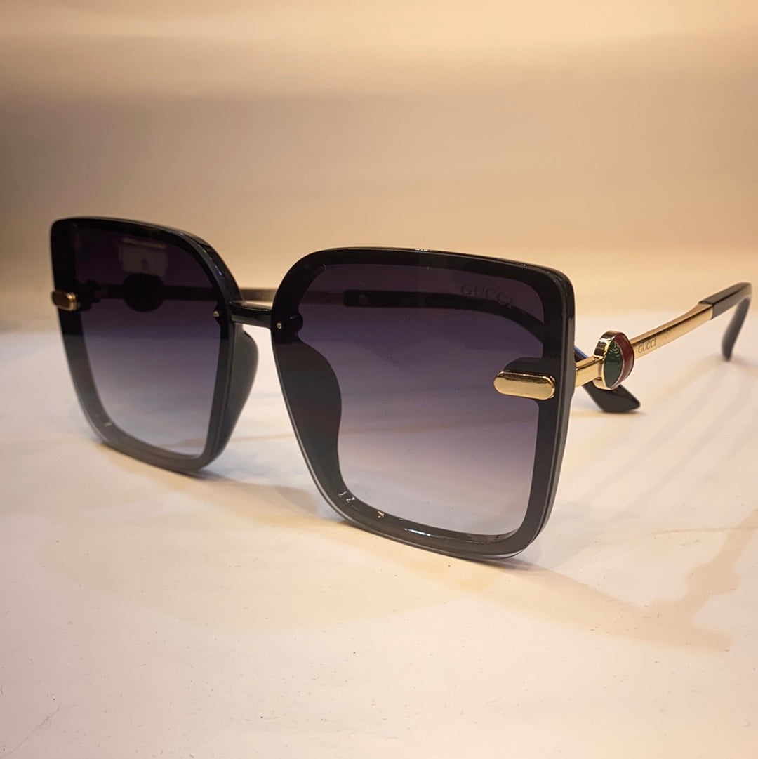 CUG Black Gold Frame Black Shade Unisex Sunglasses A30127 65 13 148