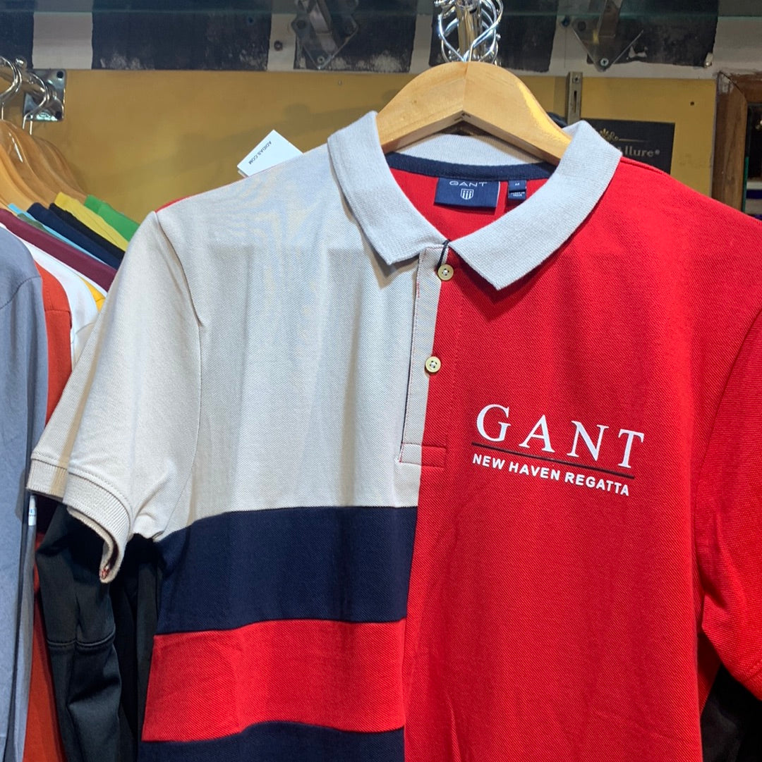TNAG Red Navy Blue Cream Colour white Collar Half Sleeves TShirt 110335