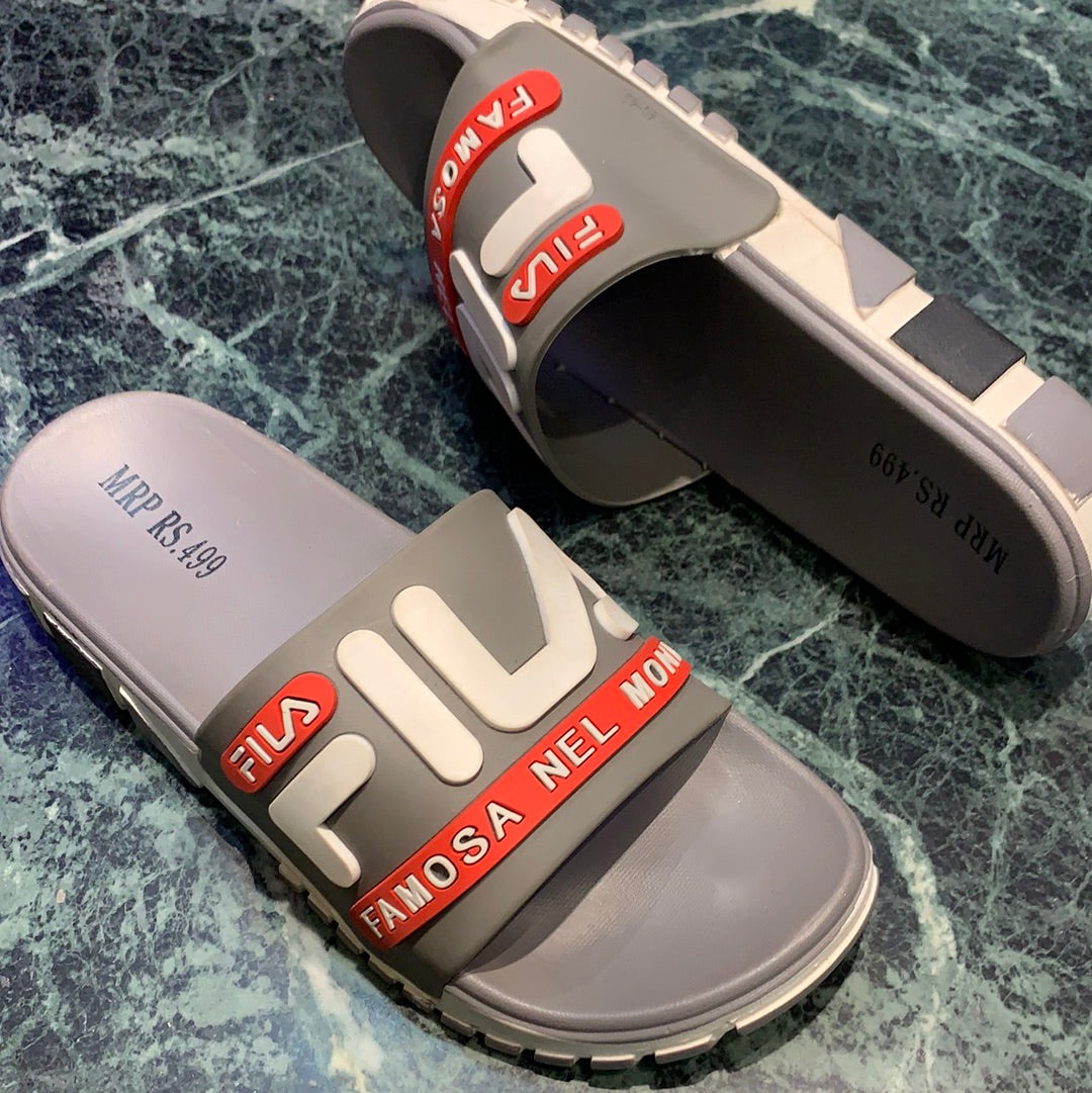 Grey Red White Slipper (15102)