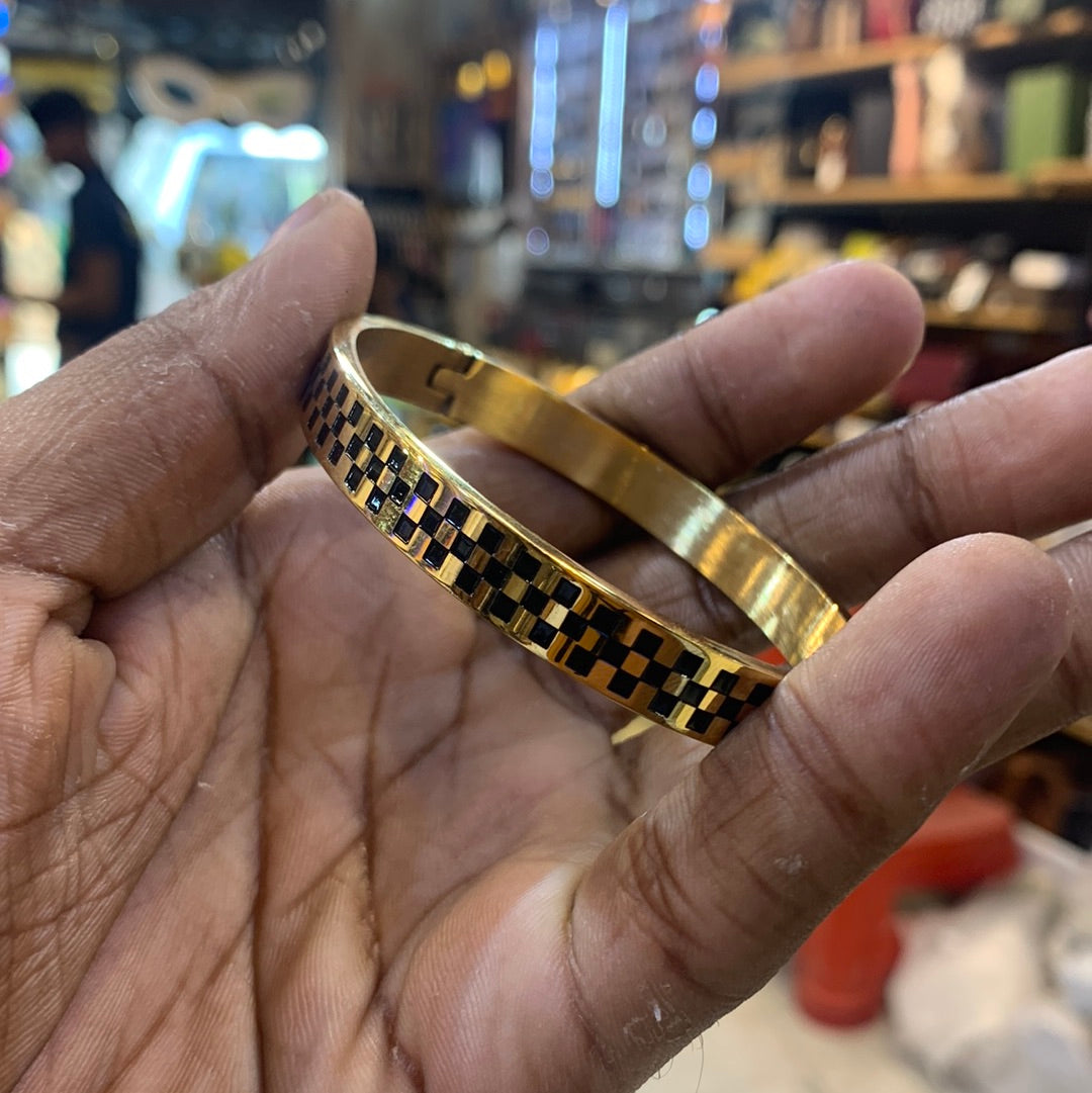 Gold Color with black Desi Premium Quality Kada Bracelet 502402