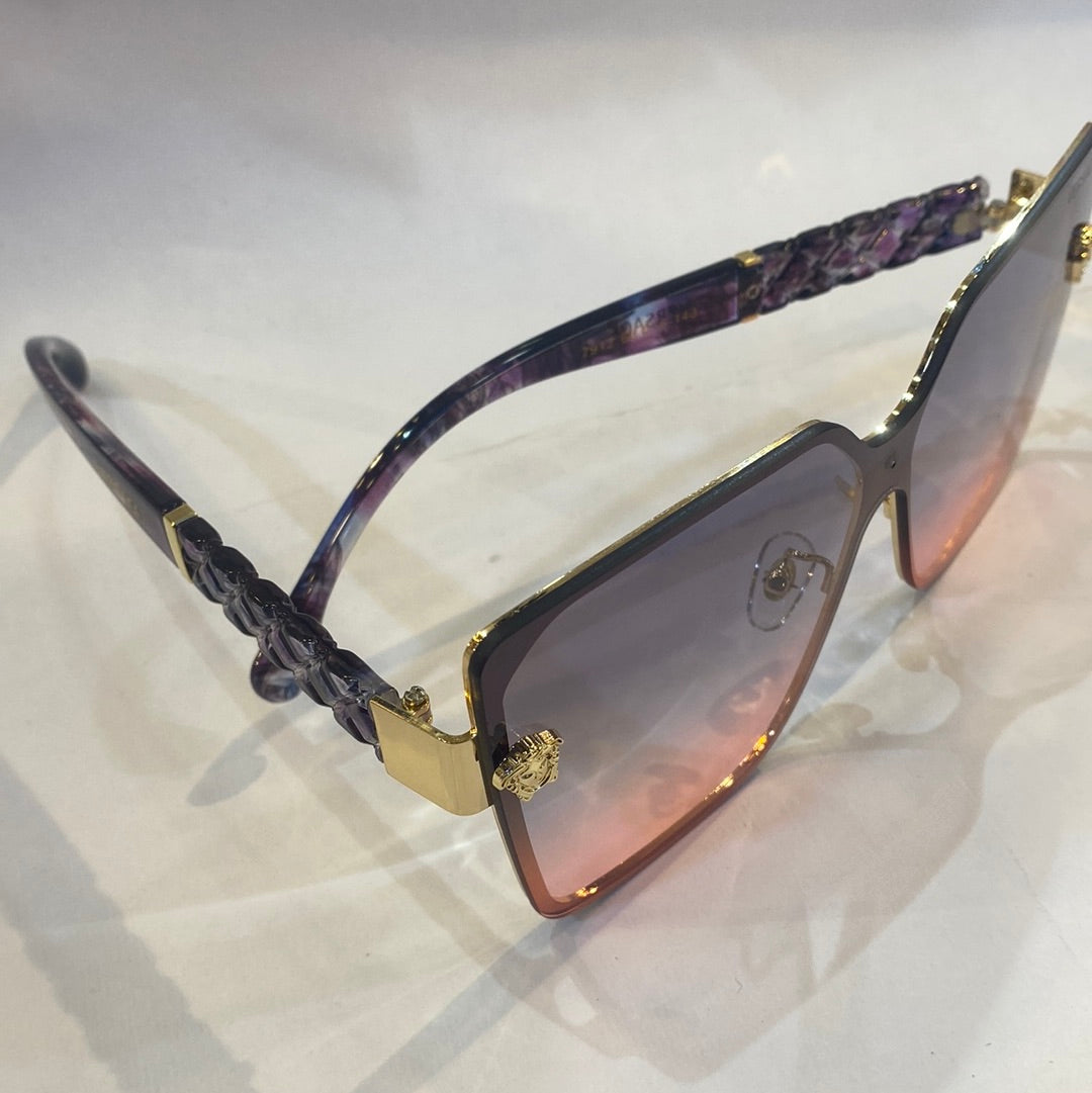 REV Golden Frame Purple Stick Blue Pink Shade Unisex Sunglasses 7912 66 16-143