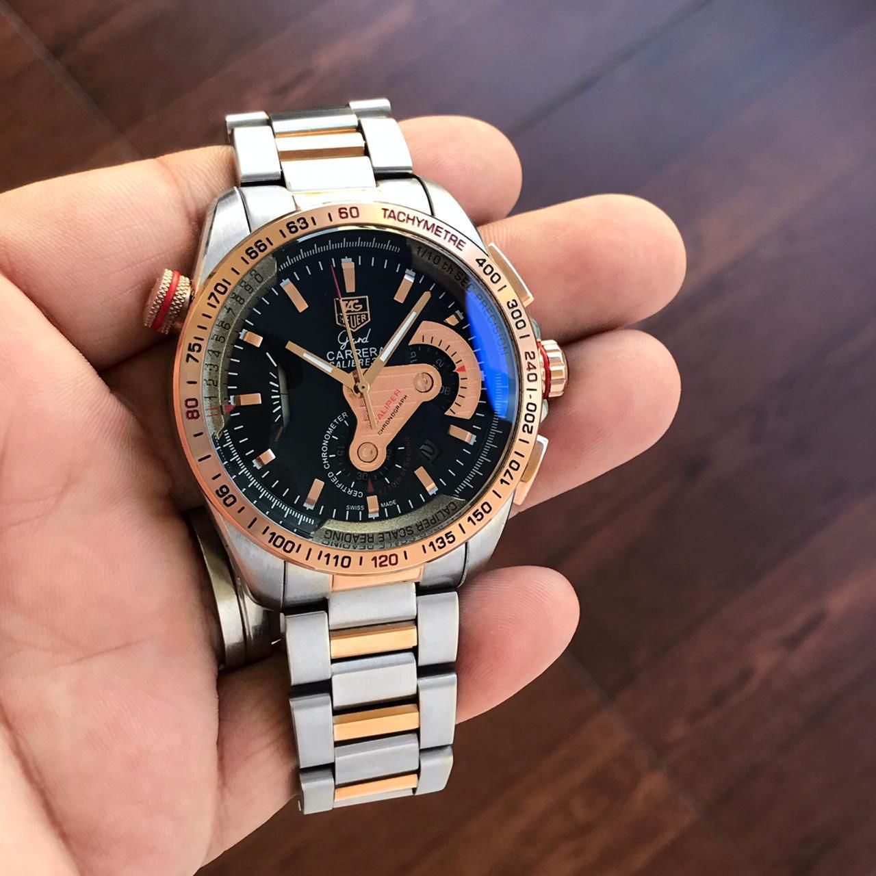 Gat Sliver Copper Chain Black Dial Heavy Japanese Machinchery Men’s Watch 400825