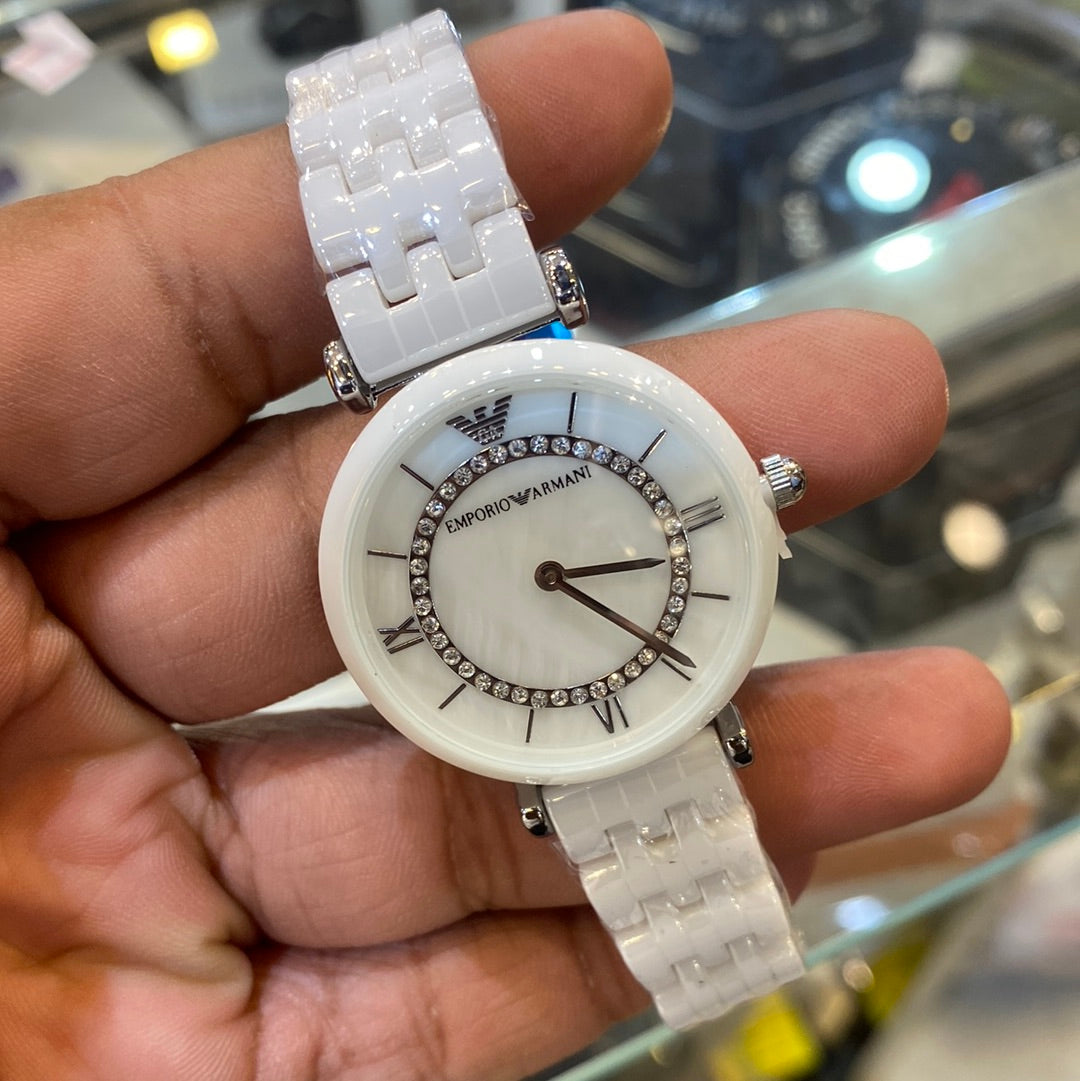 Mra White Chain White Silver Dial Ceramica Ladies Watch 401903