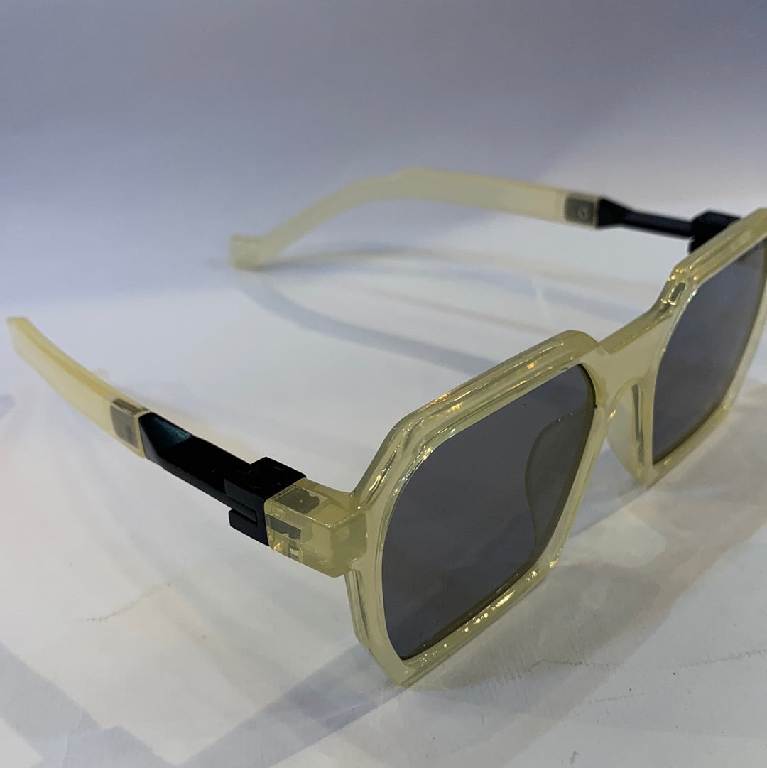 RAM Glossy Yellow Transperent Frame Black Shade Sunglass