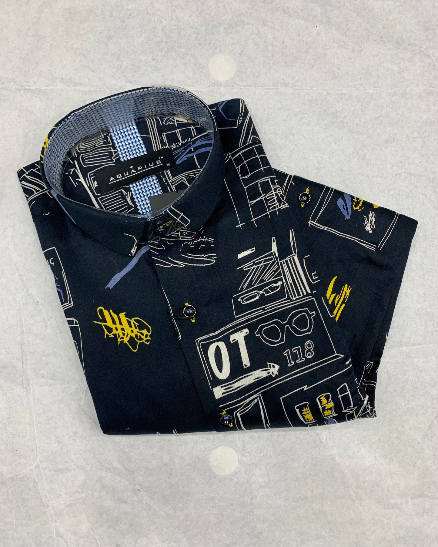 Aquarius Black Color With Print Premium Quality Shirt 2250