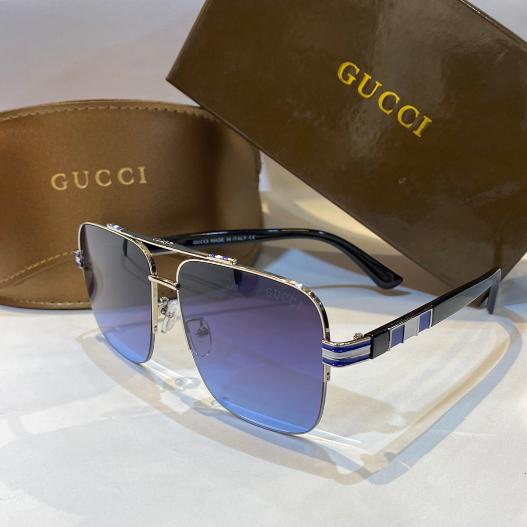 Cug Silver Black Frame Blue Shade Unisex Branded 5030 53 18-141