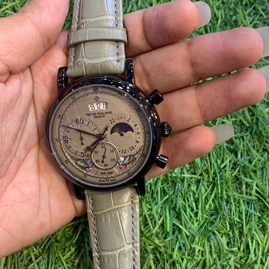Pp Grey Strap Black Ring Grey Dial Men Watch 901208