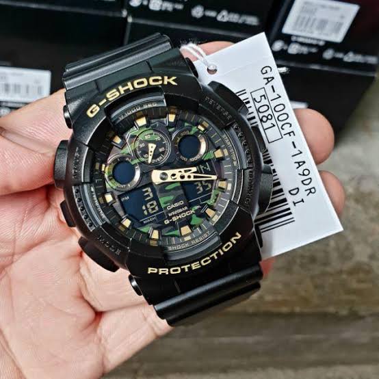 Black Golden Water Resistant Sports Watch with Original Box