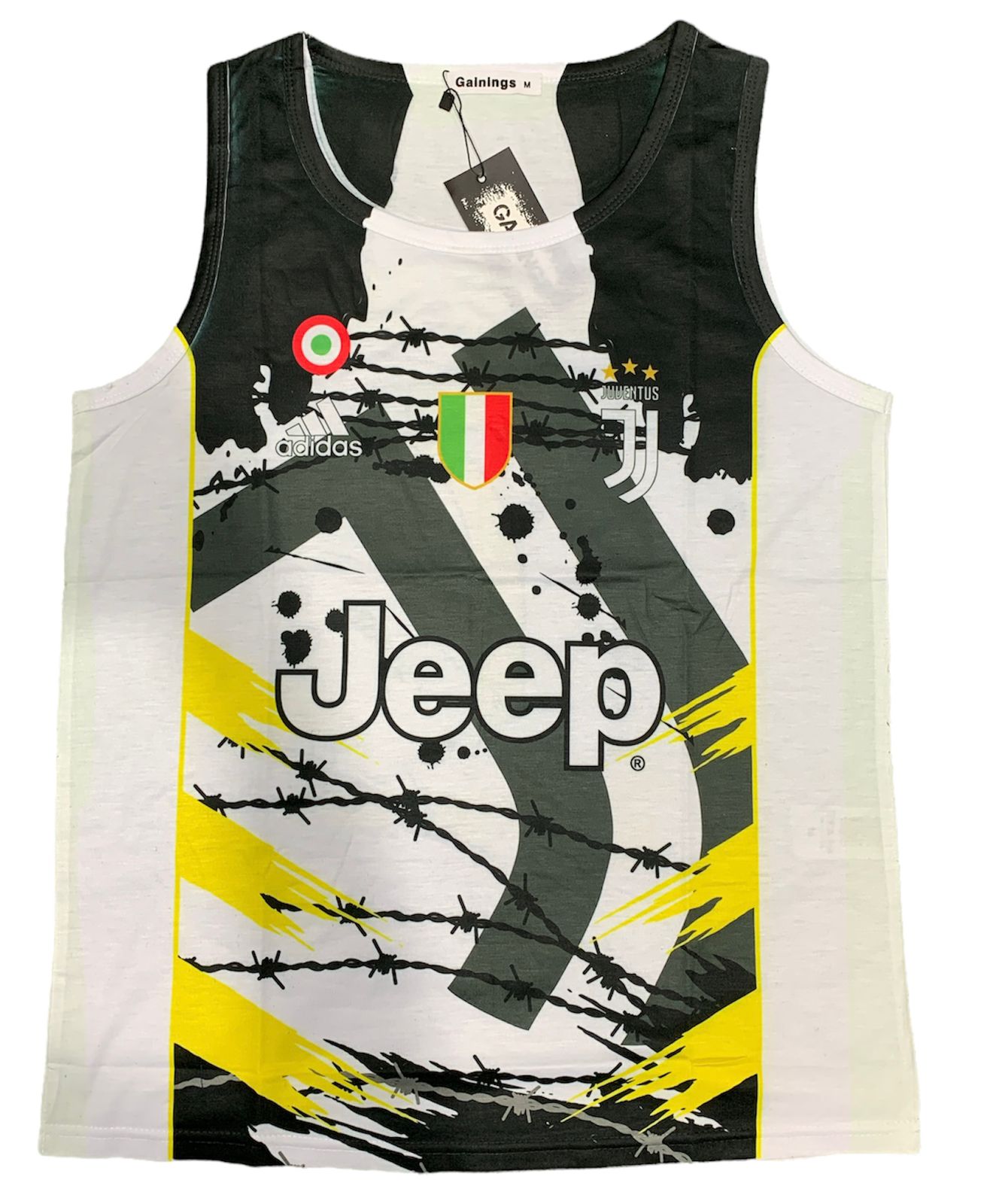 White Yellow Olive Green Gainings Juuentus JJ Jeep Adi Ida Sando Tank Vest Gym Wear