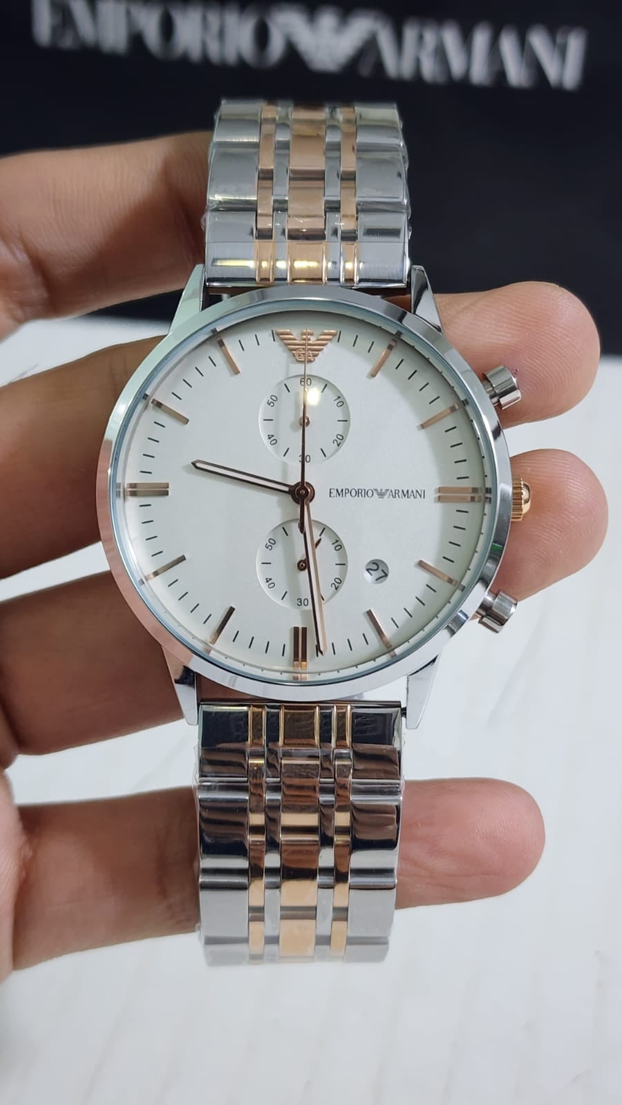 Copper Silver Chain White Dial Men’s watch