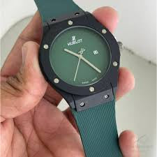Buh Green Strap Black Ring Green Dial Men Watch