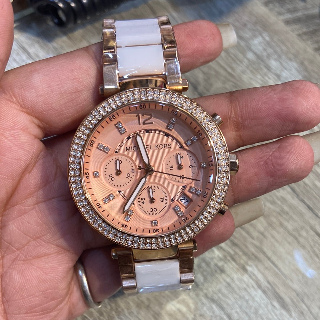 Cim Copper White Chain Orange Dial Ladies Watch 901291