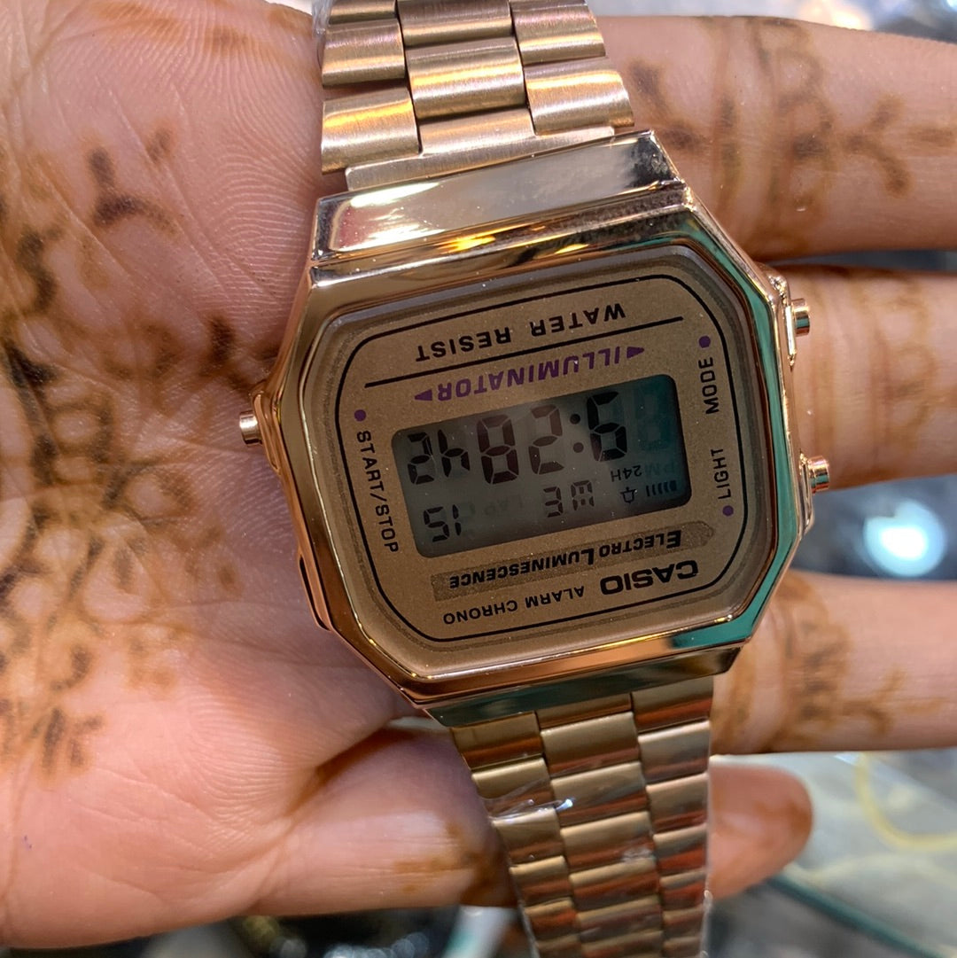 Rose Gold chain watch digital square men sports