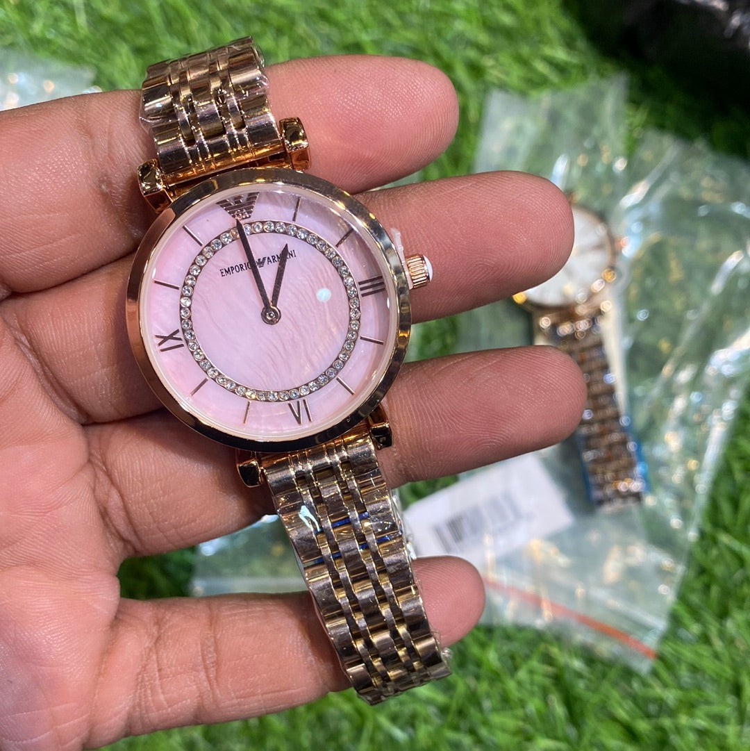 Mra Copper Chain Pink Stud Dial Ladies watch 401041